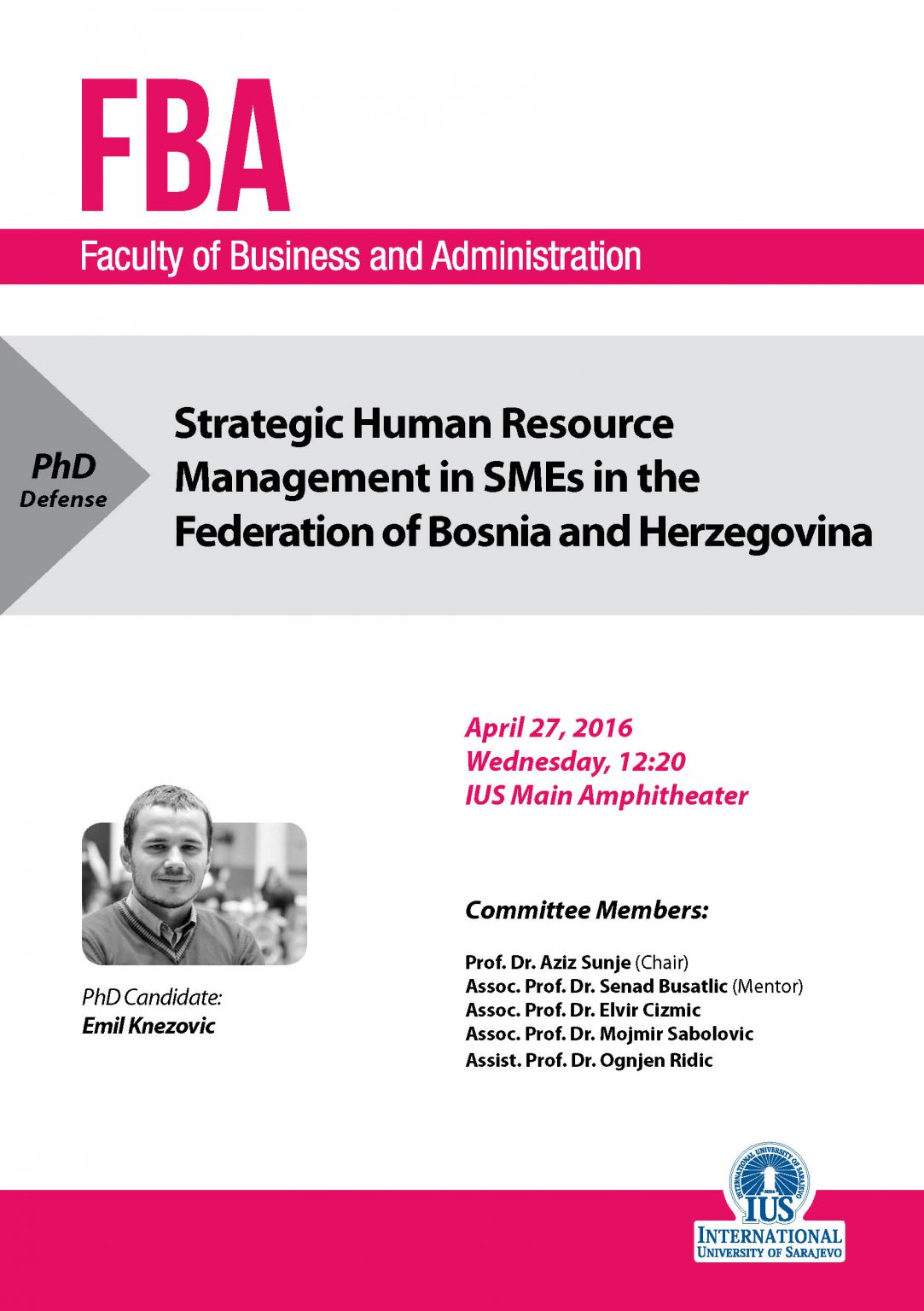 STRATEGIC HUMAN RESOURCE MANAGEMENT IN SMEs IN THE FEDERATION OF BOSNIA AND HERZEGOVINA